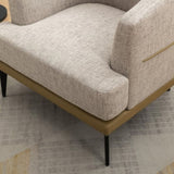 Modern Two-tone Barrel Fabric Chair, Upholstered Round Armchair for Living Room Bedroom Reading 15576064