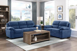 ZUN Comfortable Plush Seating Sofa 1pc Modern Blue Textured Fabric Channel Tufting Solid Wood Frame B011133629