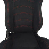 A Pair of Leather Red Red Single Adjuster Double Track Racing Seats Black 77662412