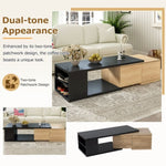 ZUN ON-TREND 47.2''-57''W Extendable Coffee Table 2 Storage Drawers, Dual-tone Wood Center Table WF531670AAB