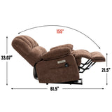 ZUN 23" Seat Width and High Back Large Size Chenille Power Lift Recliner Chair with 8-Point Vibration W1803125728