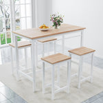 ZUN 5-piece modern kitchen table with four bar stools Bar table set 5PC,metal frame and MDF, white 92378769