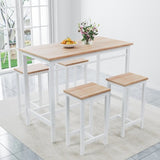5-piece modern kitchen table with four bar stools Bar table set 5PC,metal frame and MDF, white W578P167476