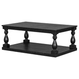 U_STYLE Vintage Coffee Table Featuring Artistic Vase Column Legs and Luxurious Pine Veneer for N711P256967B