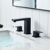 Bathroom Stainless Steel Faucets for Sink 3 Hole Matte Black 8 inch Widespread Bathroom Sink Faucet W1932P353507