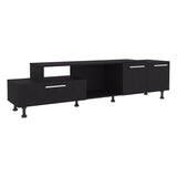Athol 69" Wide Two-Tier Tv Stand Black with one pull-down door cabinet, one double-door cabinet and B200P286968