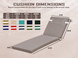 Outdoor Chaise Lounge Cushion, 72 in. x 21 in. x 3 in. Waterproof Fade-Resistant Patio Chair Pad for 78970355