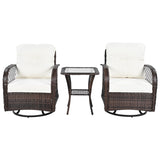 3-piece Outdoor Chair&Table Set 2-person Rattan Seating Group with Two Swivel Chairs and a Square N719P234190D