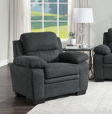 Plush Seating Chair 1pc Dark Gray Textured Fabric Channel Tufting Solid Wood Frame Modern Living B011122282