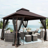 ZUN 10x10 Outdoor Patio Gazebo Canopy Tent With Ventilated Double Roof And Mosquito net 32388179