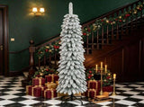 5ft Slim Pencil Artificial Christmas Tree Snow-Flocked Xmas Tree with 301 Lifelike Branch Tips, 52683868