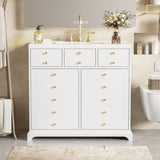 36'' Bathroom Vanity with Ceramic Sink Combo, Solid Wood Frame Bathroom Storage Cabinet, N710P195628K