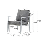 Silver Aluminum Lounge Chair with Sleek Rope Accents and Comfortable Cushions, Perfect for Modern N767P237034W