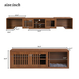 Mid-Century Morden Walnut Tv Stand With Extendable table Soft cushion Sliding door Cat friendly N843P255637W