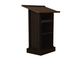 Wood Podium Stand, 44" Tall Wooden Lectern with Mic Stand Space, sliding shelf with cup holder and 17888935