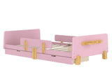 Twin Size Platform Bed with Storage Drawers, Solid Wood Beds Frame with Bed Guardrail, Small Shelf, W1580P373242