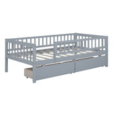 Twin Size Daybed Wood Bed with Two Drawers, Gray WF301864AAE