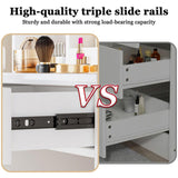 Makeup Vanity Desk with Mirror and Lights, White Vanity Table with Power Outlet and 3 Lighting 36486107