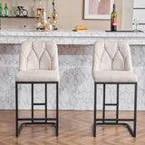Set of 2,Modern Upholstered Bar Stool with Button-Tufted Backrest, Counter Height Chair with Sturdy W1901P225271