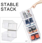 ZUN Storage Shoe Box; Foldable Clear Sneaker Display Box; Stackable Storage Bins Shoe Container W2181P164292