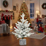 2FT Flocked Christmas Tree with Pot Base 189 Tips 30 Warm White LED Lights PEPVC Artificial Plant 71968326