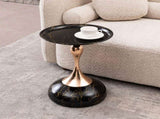 Mermaid Tail End Coffee Table Round Side Table, Modern Metal Pedestal Table, Minimalist Accent Table W2664P232839