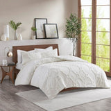 Full/Queen 3 Piece Tufted Cotton Chenille Geometric Duvet Cover Set B03597334