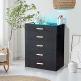 black pitted particleboard with triamine coating, tempered glass 66*35*83cm, visible side of 92510880