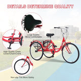 ZUN Adult Tricycle Trikes,3-Wheel Bikes,24 Inch Wheels Cruiser Bicycles with Large Shopping Basket for W101952724