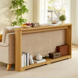 70.1"corrugated texture storage table for entranceways, narrow wooden console sofa table, can be W1162P339115