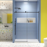 Glass shower door, sliding door, soft close system, with 5/16" tempered glass and Matted black W2122P225222