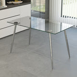51 x 27.5 x 29.5 Inch ,Glass Dining Table, Modern Rectangular Table with Tempered Glass Tabletop & W2189P255608