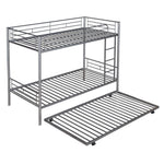 ZUN Twin-Over-Twin Metal Bunk Bed With Trundle,Can be Divided into two beds,No Box Spring needed ,White 47074765