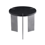 Round Coffee Table Black Oak Wood Surface and Black Metel Feet W820P272124