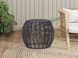 Patio Side Table, Wicker Small Round Metal End Table, Rattan 01036931