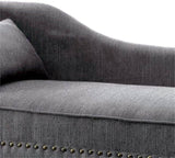 Gray Fabric Chaise / Bench Nailhead Trims Pillow Plush Comfort 1pc Chaise Living Room Furniture B011P305692