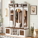 U-Can 5-in-1 Entryway Bench with Coat Rack, 7 Sturdy Hooks, 2 Spacious Drawers and Adjustable N724P235232D
