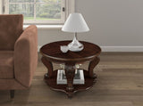 22'' Retro Round End Table,Solid Wood Sofa Side Table with Shelf,Living Room Corner Table Easy W1202P164015