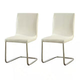 Modern Elegance White Color Leatherette 2pcs Dining Chairs Chrome Metal Legs Dining Room Side Chairs B011P178974