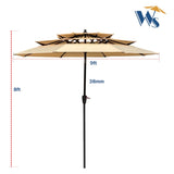 ZUN 9Ft 3-Tiers Outdoor Patio Umbrella with Crank and tilt and Wind Vents for Garden Deck Backyard Pool W65627936