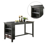 Rectangle Wooden Counter Height Dining Table with Storage in Black B01682186