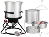 13*32inch Four-Piece Set, Black Round Iron Stove Frame, Silver Aluminum 30qt Turkey Pot 10qt Fish 39889046