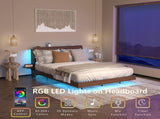 Floating Bed Frame Queen with Led Lights and Charging Station, Wood Queen Size Bed Frame with 65209522