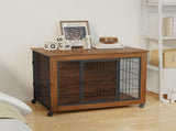 38.6" Dog Crate Furniture with Wheels for Small Dogs, Heavy Duty Dog Kennel Indoor with 2 Doors, W808P391671