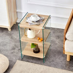 ZUN Three layer bedside cabinet.The board is made of MDF with wooden stickers, with transparent tempered W1151P183690