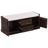 ZUN Storage Bench with 2 Drawers and 2 Cabinets, Shoe Bench with Removable Cushion for Living Room, 24970634