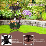 ZUN Copper Solar Bird Bath Feeder Combo with Flower Planter Pedestal and Solar Lights 92400841