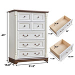 ZUN 7 Drawer Dresser Chest for Bedroom with Wooden Base and Riser Trim, Wooden Rustic Rustic Chest of W2393P252365