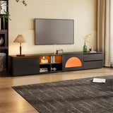 ZUN ON-TREND Modern TV Stand with Fluted Glass Door for TVs Up to 100", Media Console with Sliding Door N721P198932B