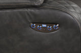 LED & Power Reclining Sofa Made With Faux Leather in Black 659436482487